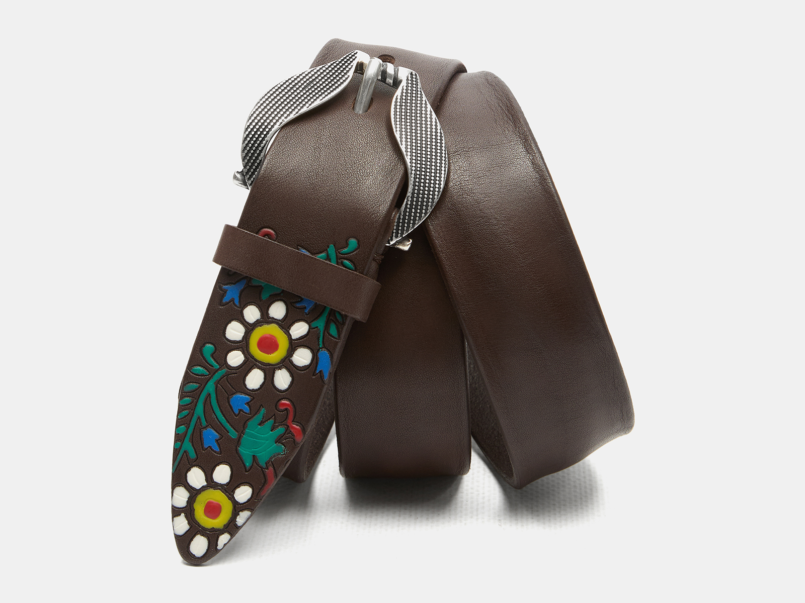 Кожаный коричневый женский джинсовый ремень B40-2313