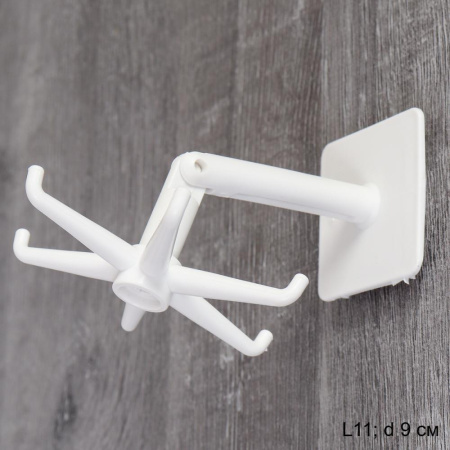 Крючок настенный самоклеющийся / HJ006white /уп 200/ белый