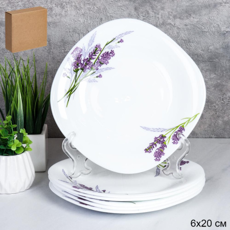Набор квадратных тарелок 6 штук 200 мм / FP-80XN (7131-3) /уп 8/ Букет лаванды