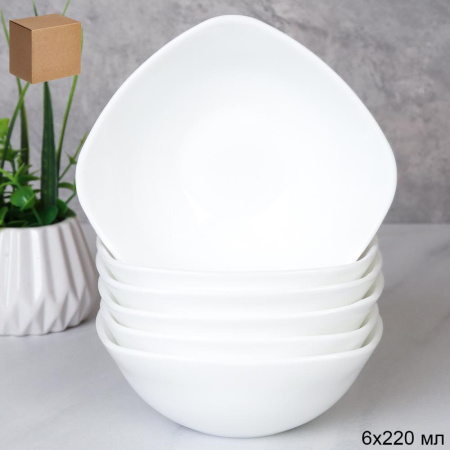 Набор квадратных салатников 6 штук 220 мл 140 мм белый / NFW55T (White) /уп 12/