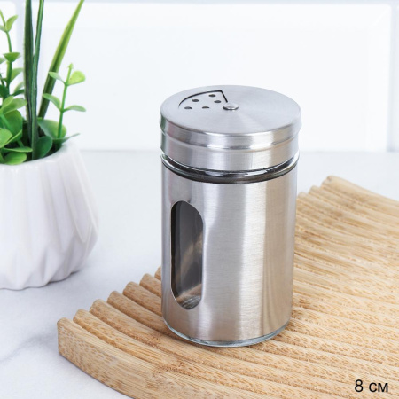 Емкость для специй 8 см с окном / L-048-H /уп 144/ нерж