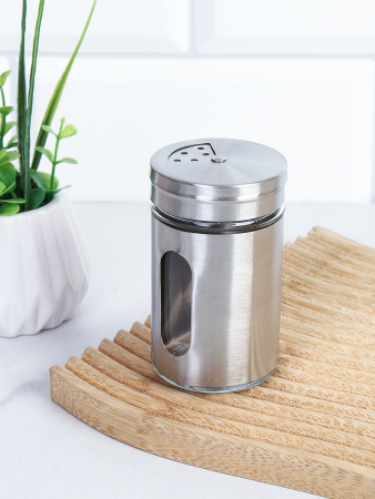 Емкость для специй 8 см с окном / L-048-H /уп 144/ нерж