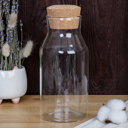 Бутылка 1000 мл с бамбуковой пробкой / LCSC7215 /уп 50/