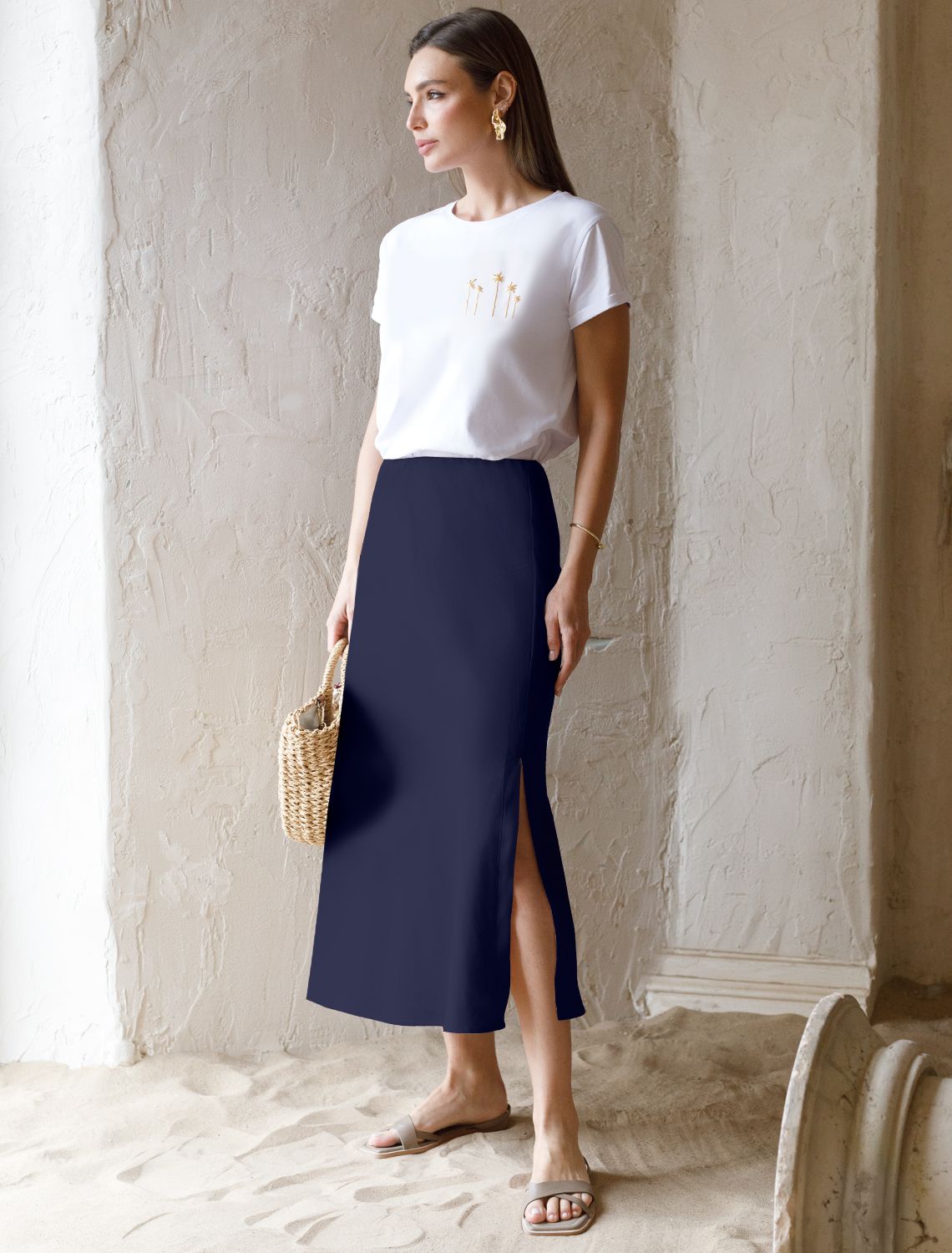 Юбка из плотного лиоцелла скроенная по косой