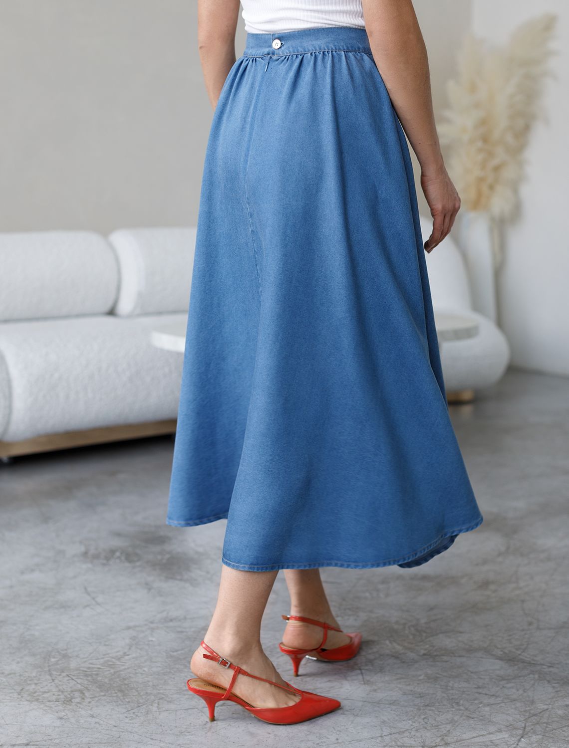 Юбка полусолнце из лиоцелла под деним