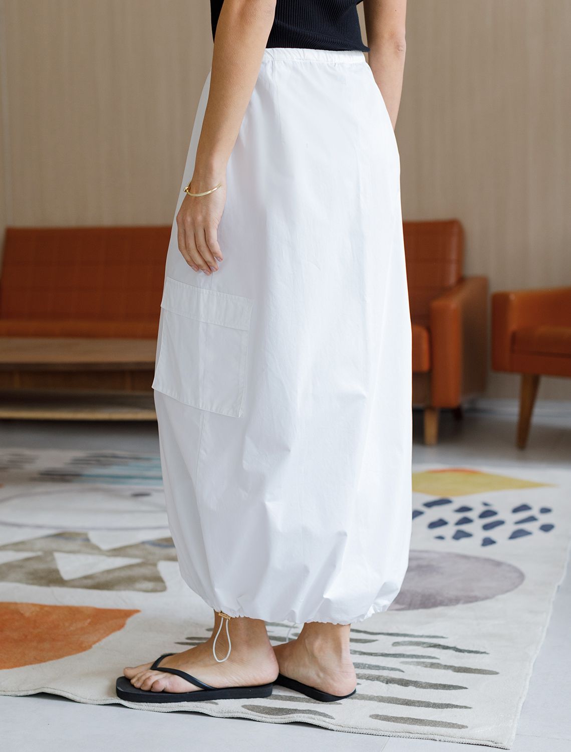 Юбка карго с кулисой внизу и резинкой на поясе из плотного поплина