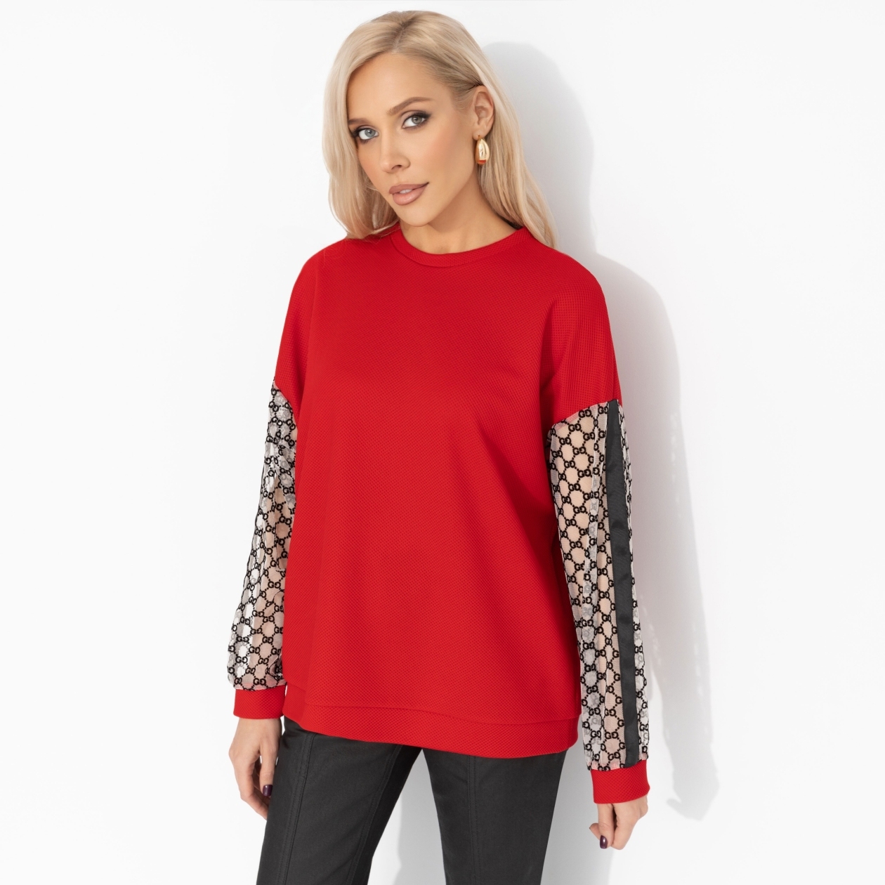 Свитшот с акцентными рукавами, Живи красиво