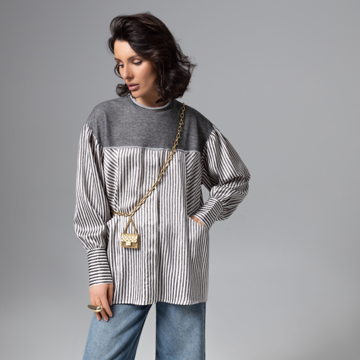 Ст.цена 2290р. Свитшот с карманами, Мягкая сила (grey)