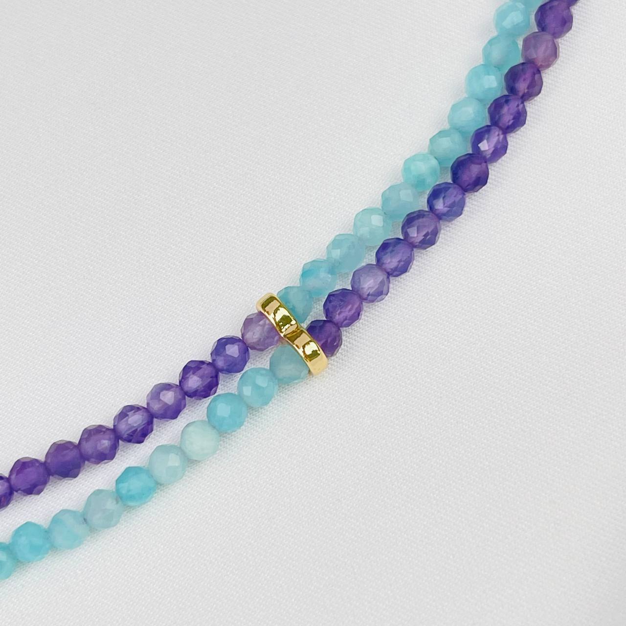 Радуга Самоцветов Колье двойное из Амазонита и Аметиста