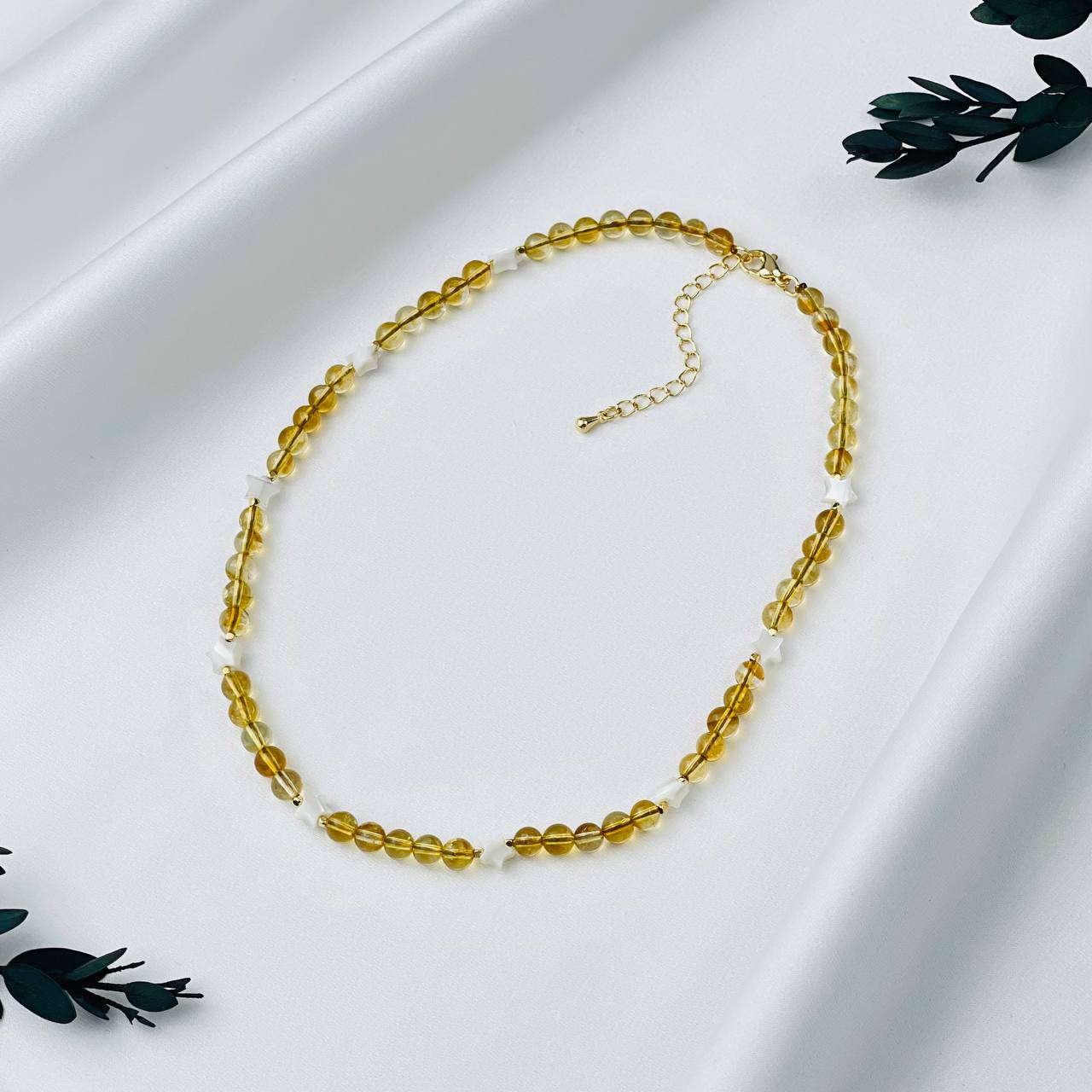 Радуга Самоцветов Бусы детские из Цитрина и Перламутра