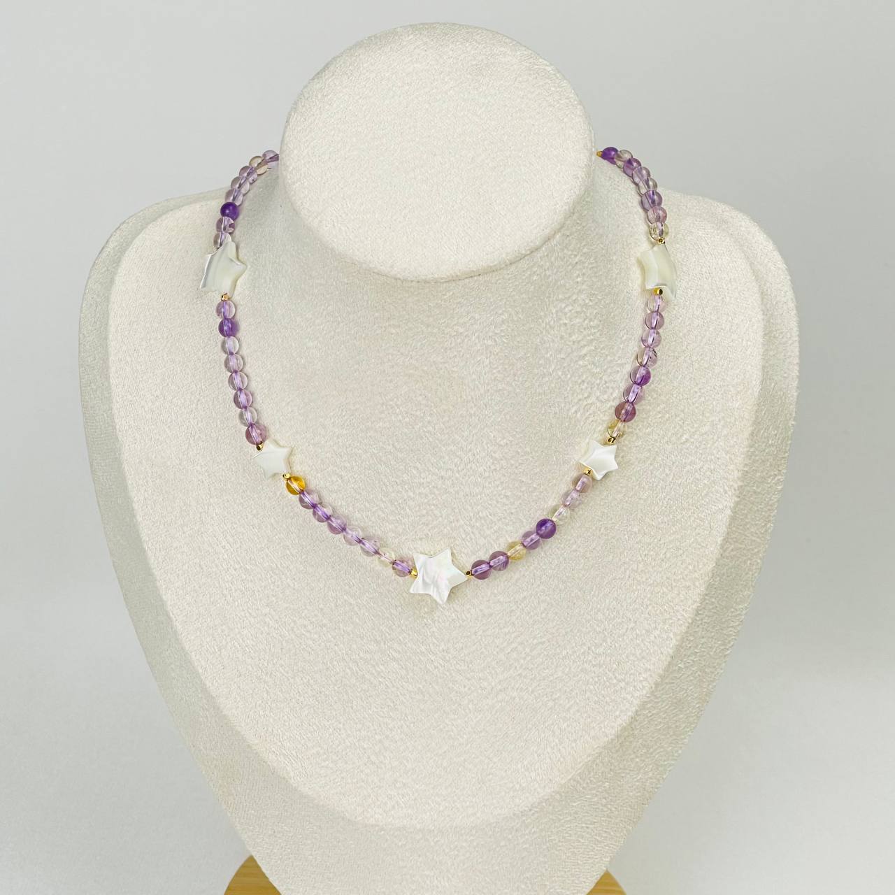 Радуга Самоцветов Бусы детские из Аметиста, Цитрина и Перламутра