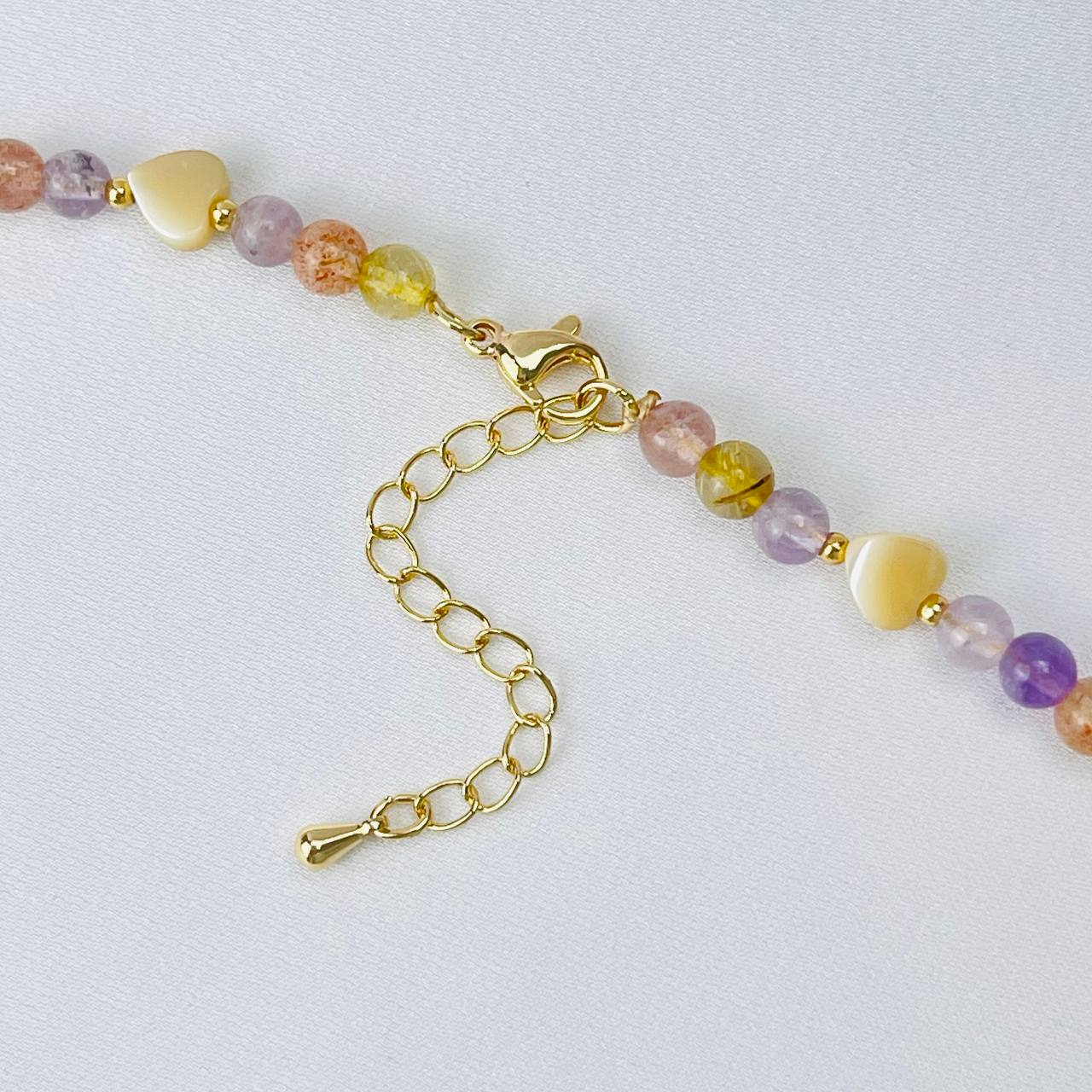 Радуга Самоцветов Бусы детские из Аметиста, Цитрина, Клубничного кварца и Перламутра