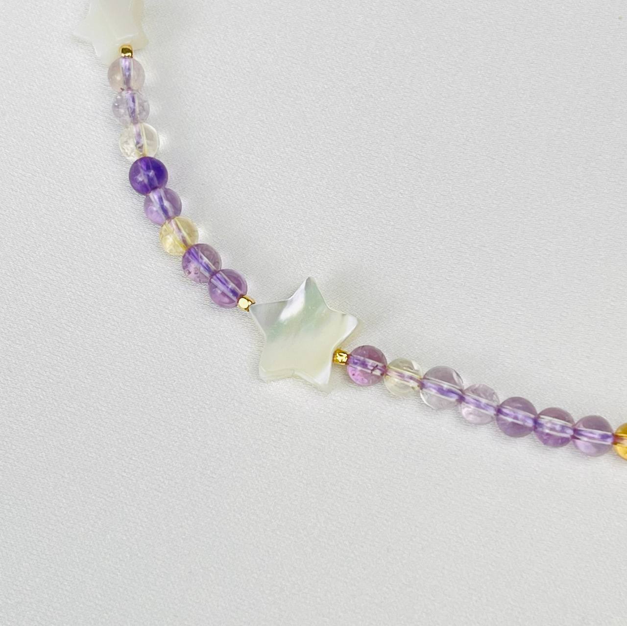 Радуга Самоцветов Бусы детские из Аметиста, Цитрина и Перламутра