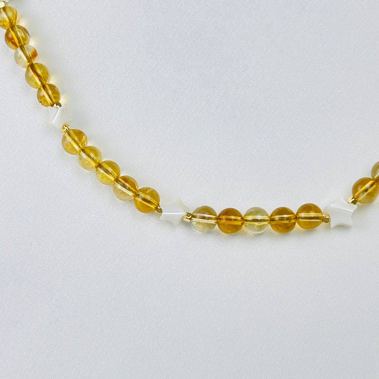 Радуга Самоцветов Бусы детские из Цитрина и Перламутра