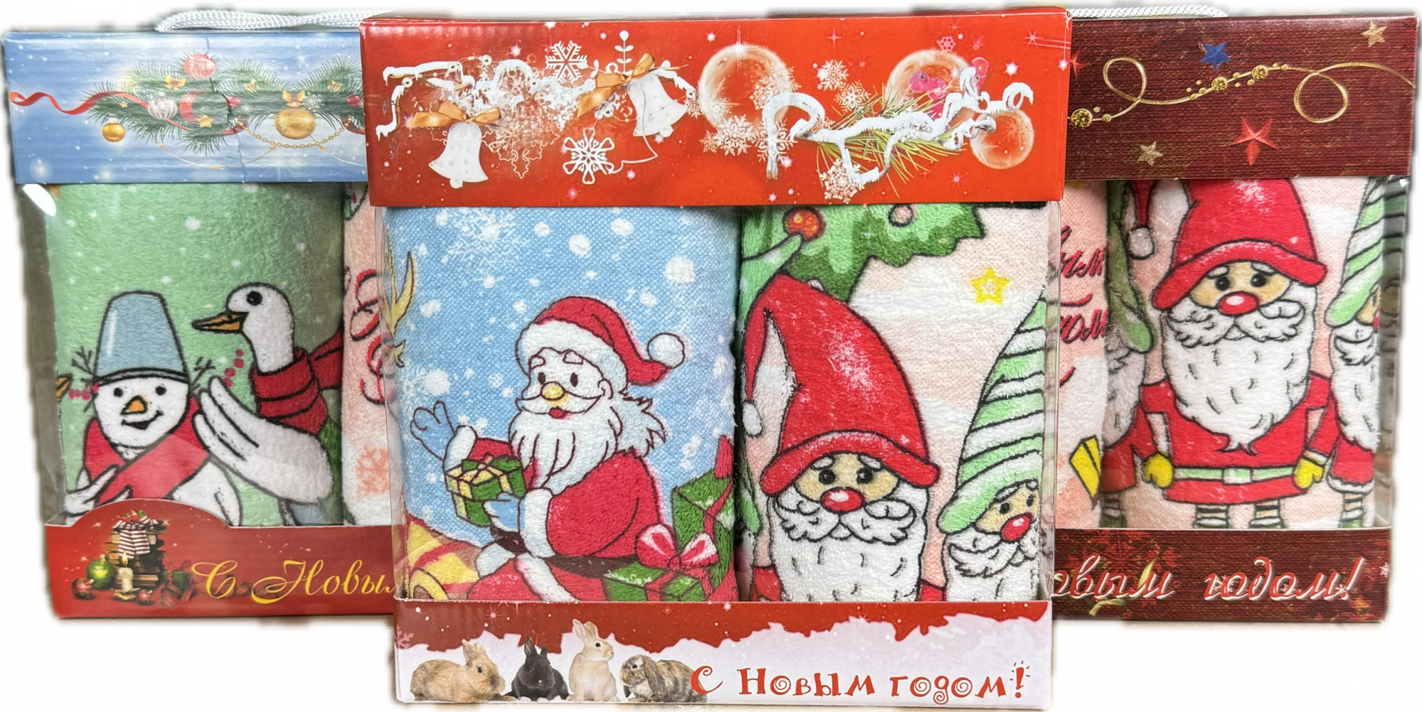 Набор полотенец микрофибра 002 - 281 С НОВЫМ ГОДОМ 3 пр р-р 25х50 2 шт и 35х75 1 шт