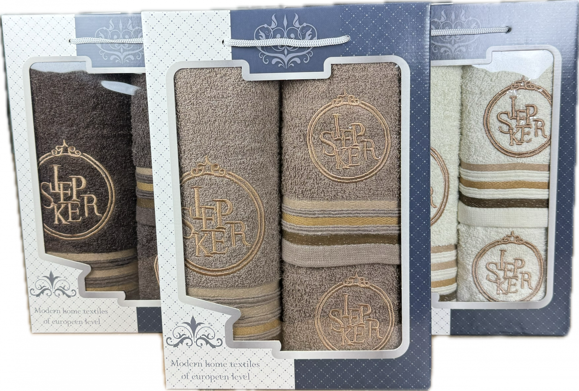 Набор махровых полотенец НАДПИСИ 3 пр в ассортименте р-р 50х90 1 шт и 35х75 2 шт