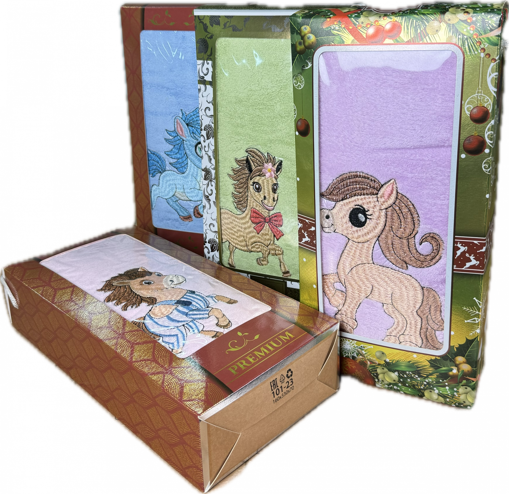 Полотенце микрофибра в подарочной коробке 98 - 907 ЛОШАДКИ 1 пр р-р 70х140