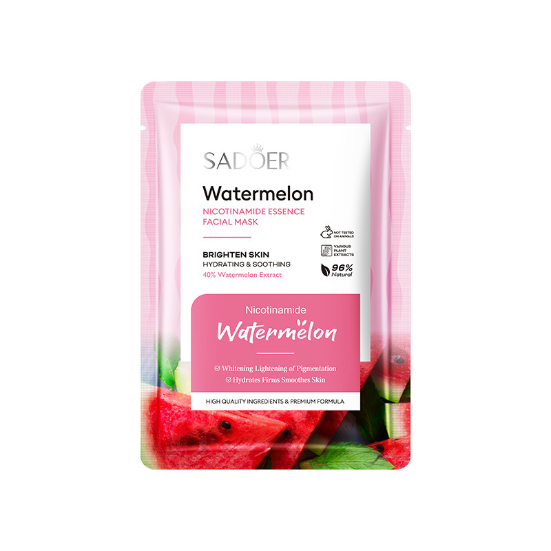 Тканевая маска для сияния кожи лица с арбузом и никатиномидом SADOERWatermelon nicotinomide essence facial mask, 25 мл