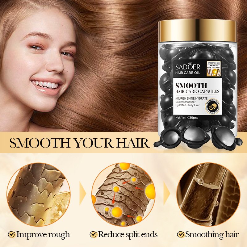 Капсулы с аргановым маслом для ухода за волосами SADOER Argan Oil Hazelnut Smooth Hair Care Capsule Conditioner, 30шт*1мл