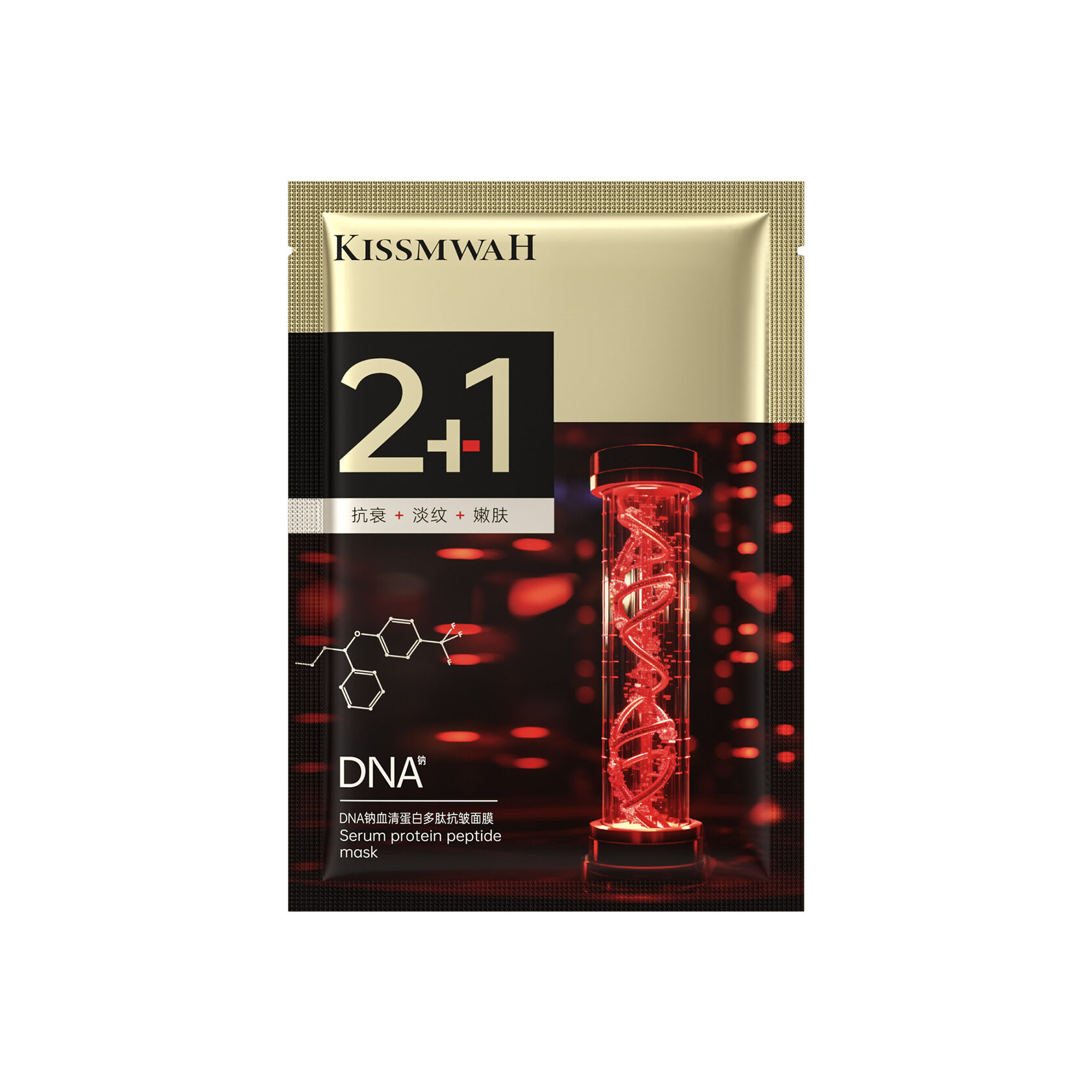 Тканевая антивозрастная маска с DNA пептидами KISSMWAH DNA Serum protein peptide mask, 25 мл