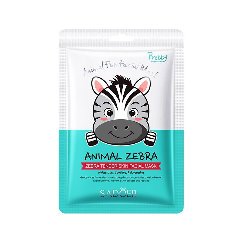 Тканевая маска смягчающая с рисунком Зебра SADOER ANIMAL ZEBRA Tender Skin Facial mask, 25г