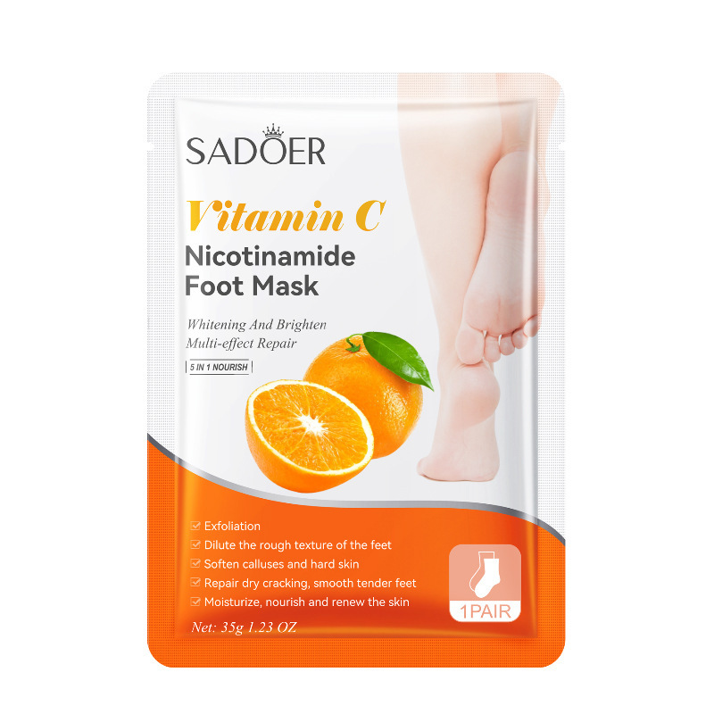 Увлажняющая и осветляющая маска-носочки для ног с Витамином С SADOER Vitamin С Nicotinamide Foot Mask, 35 гр