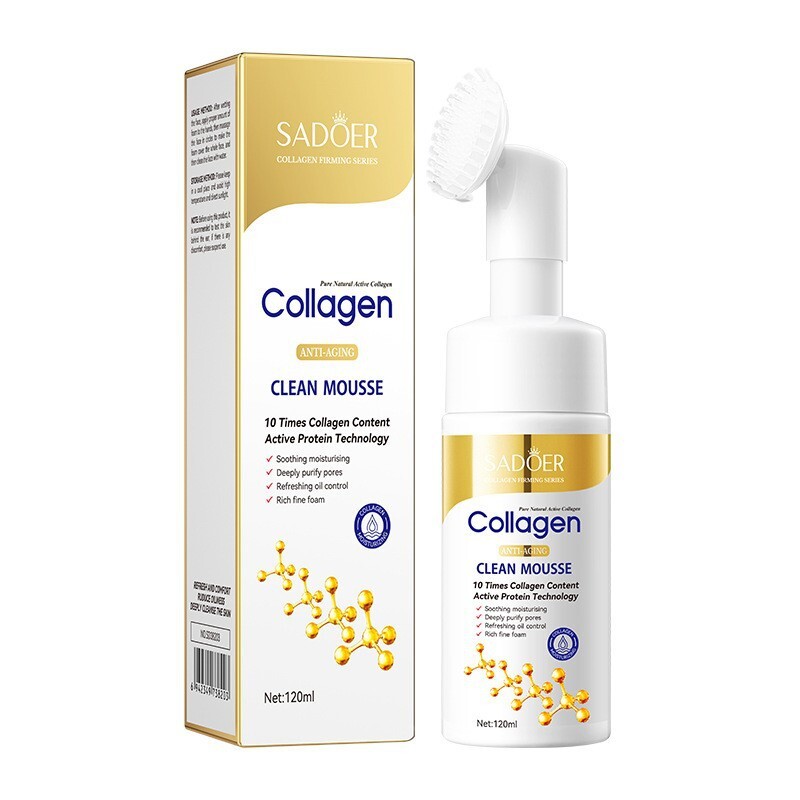 Очищающий антивозрастной мусс с коллагеном и силиконовой щеточкой SADOER Collagen Anti-Aging Clean Mousse, 120 мл