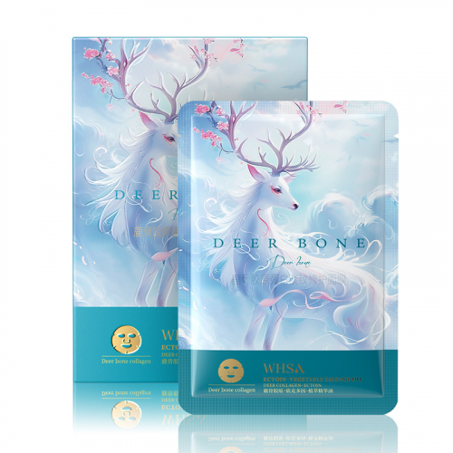 Тканевая маска против морщин с эктоином и коллагеном Whsa Deer Bone Ectoin Vegetable Essence oil, коробка 25 мл×5 шт.