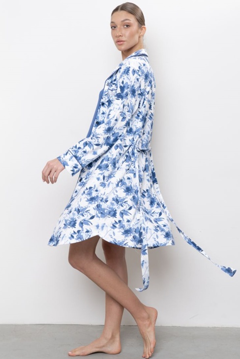 ХАЛАТ ЖЕНСКИЙ арт. 6503W-75114.1H-079m Бело-синий