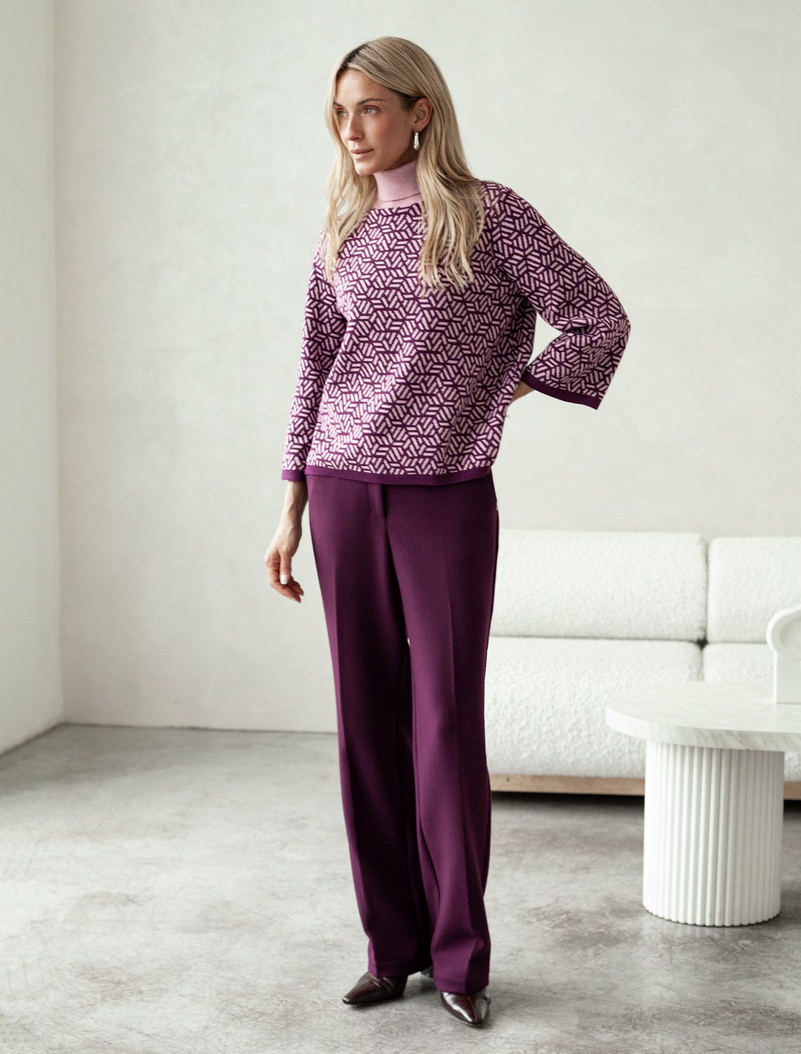 Свитер жаккардовой вязки с кашемиром