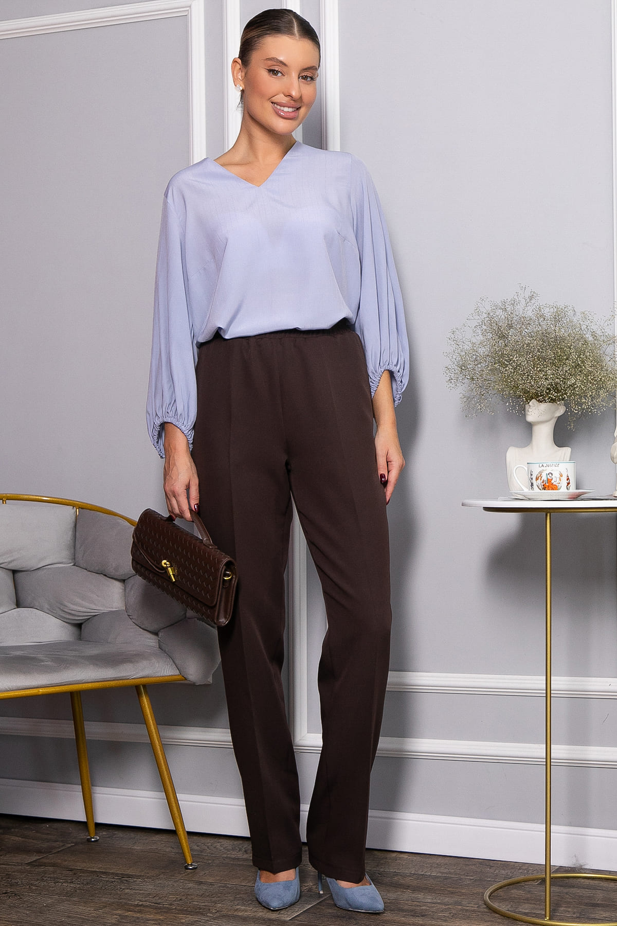 Брюки на резинке Эльда (коричневые) Б14332-9М