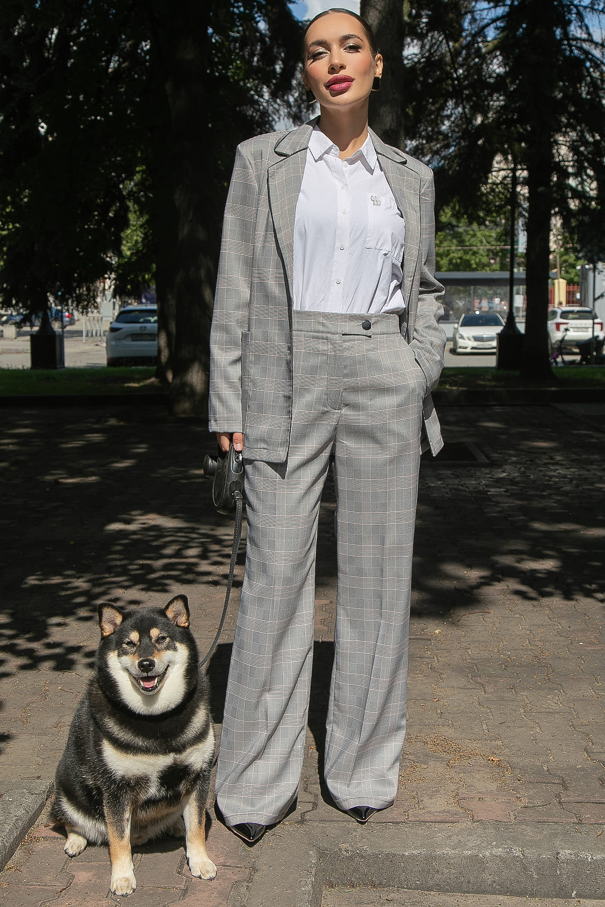 Брюки Брайн (серые/клетка) Б14105-34М