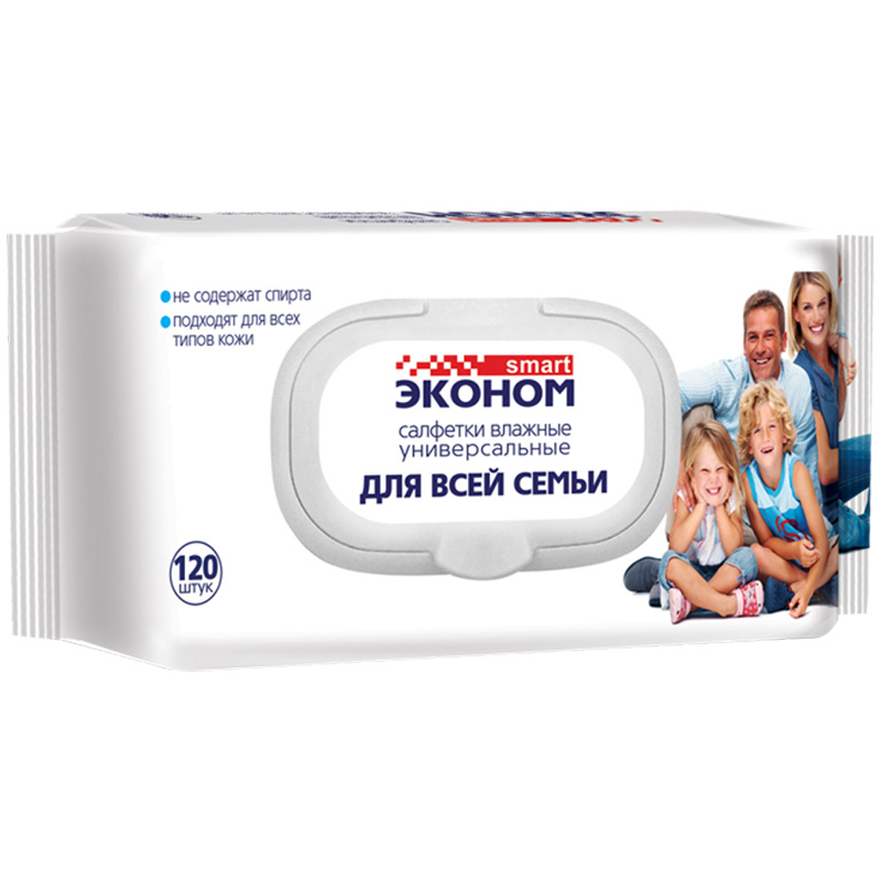 Эконом Smart Салфетки влаж. (120шт) Для всей семьи с клапаном универс. арт-6475
