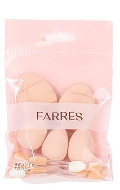 FARRES /FP-072/ Набор для макияжа: Спонж-пуховка + Мини-спонж + Аппликатор (10шт). (*12)