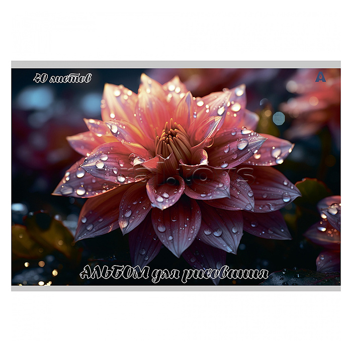 Альбом для рисования А4 40л., на скрепке, мелованный картон,