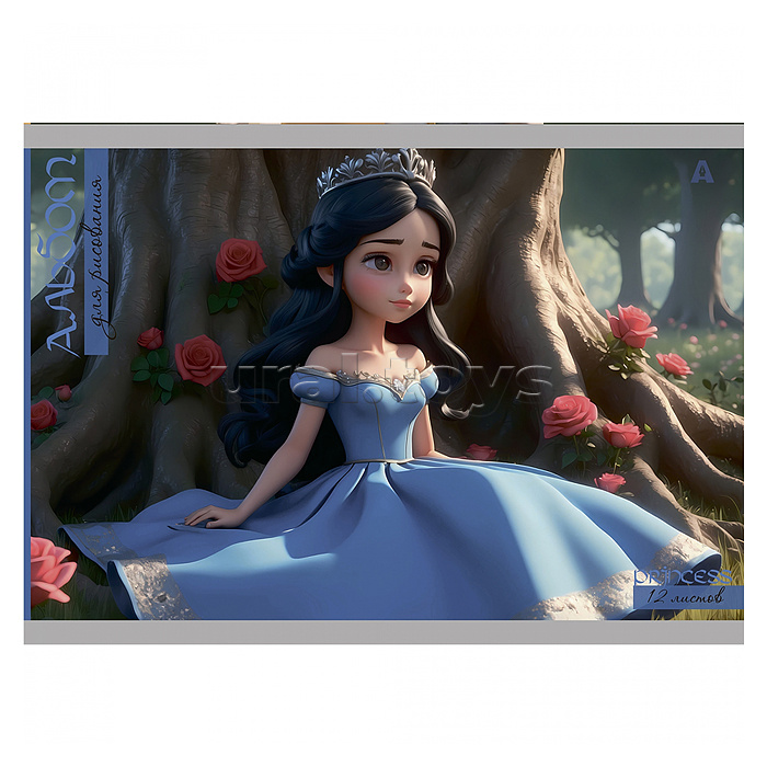 Альбом для рисования А4 12л., на скрепке, мелованный картон,