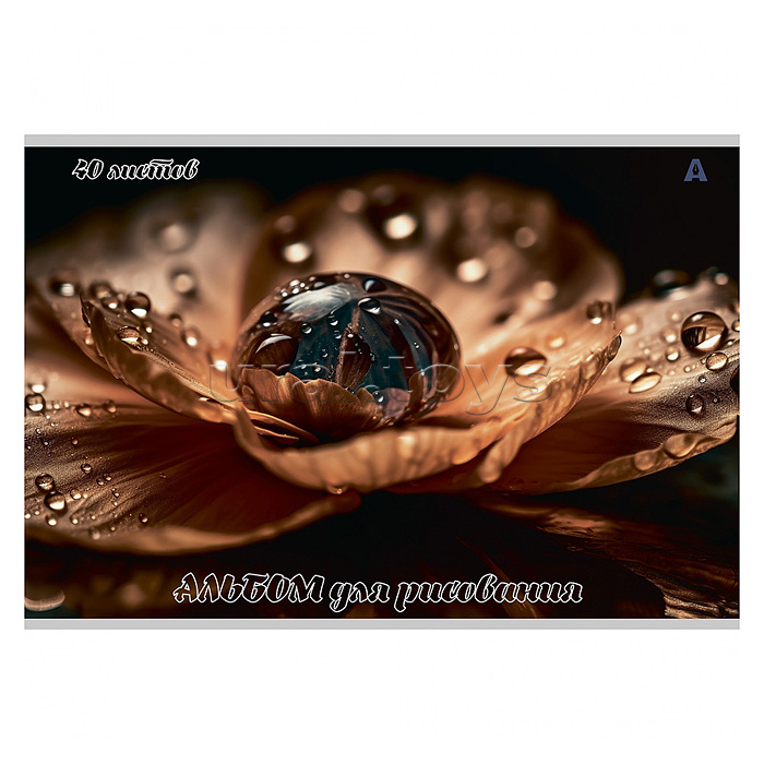 Альбом для рисования А4 40л., на скрепке, мелованный картон,