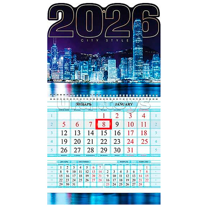 Календарь квартальный 1-блоч на 1 гребне Соло-Люкс