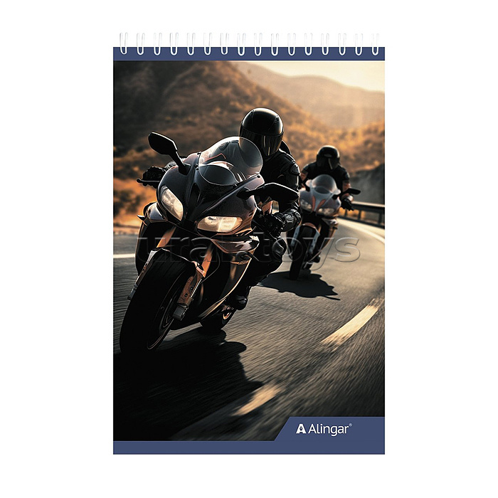 Блокнот А6, 60 л., клетка, гребень, мелованный картон,