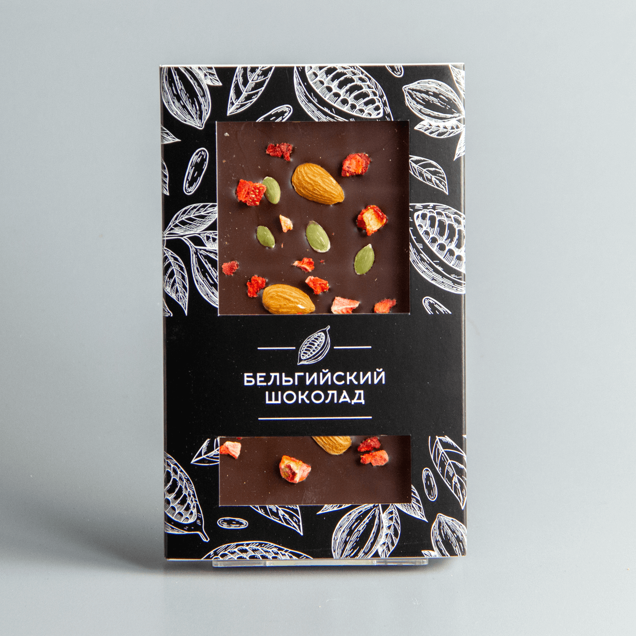 NEW! Тёмный шоколад с клубникой, миндалём и семечками тыквы #19