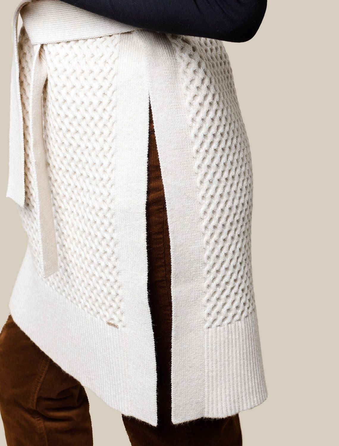 Ст.цена 2590р Удлиненный жилет из пряжи с кашемиром D37.018 овсяный меланж