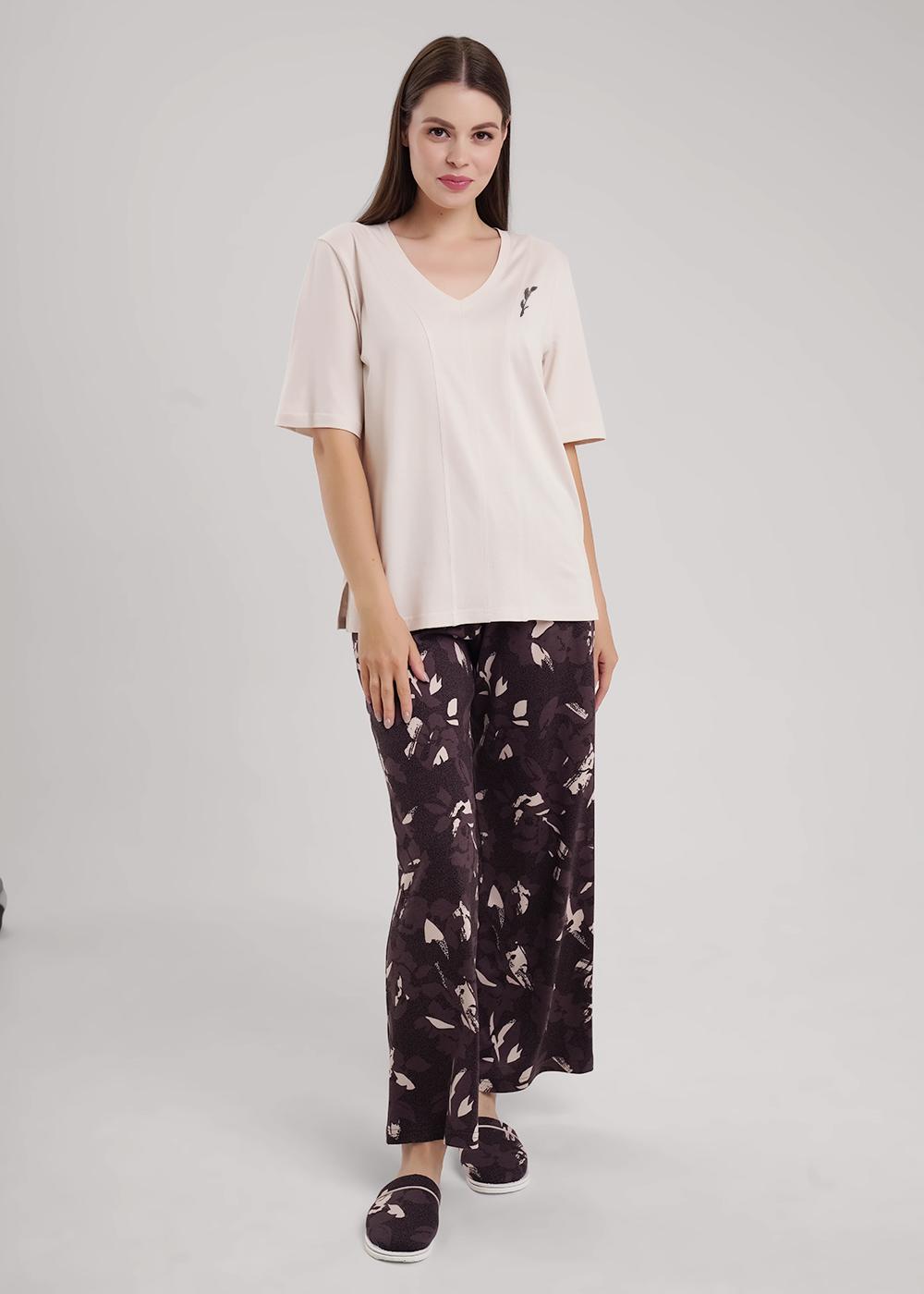 Ст.цена 2190р CLE LP15-1181/2 Пижама женская LP15-1181/2 св.бежевый/кофейный