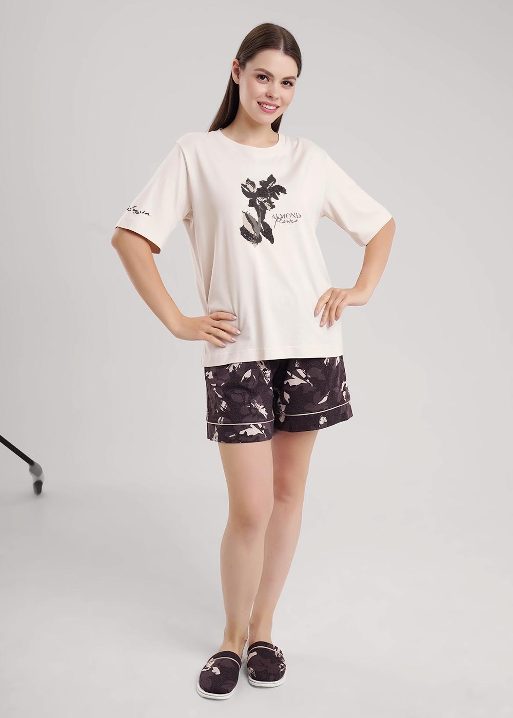 Ст.цена 1790р CLE LP15-1181 Пижама женская LP15-1181 св.бежевый/коричневый