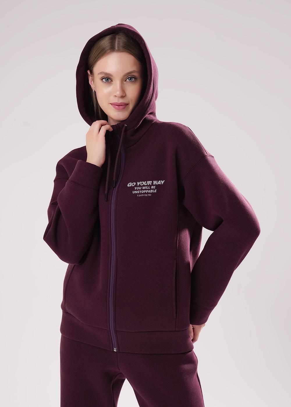 CLE LJ15-106 Толстовка женская LJ15-106 т.бордовый