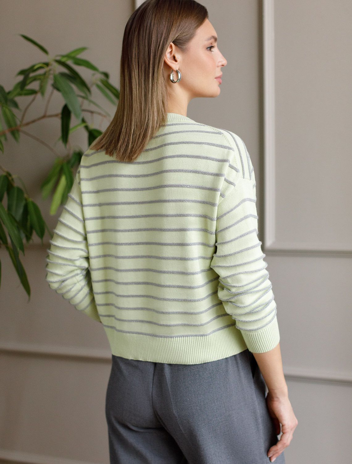 Ст.цена 2490р Джемпер из хлопка с люрексом D39.342 светло-фисташковый