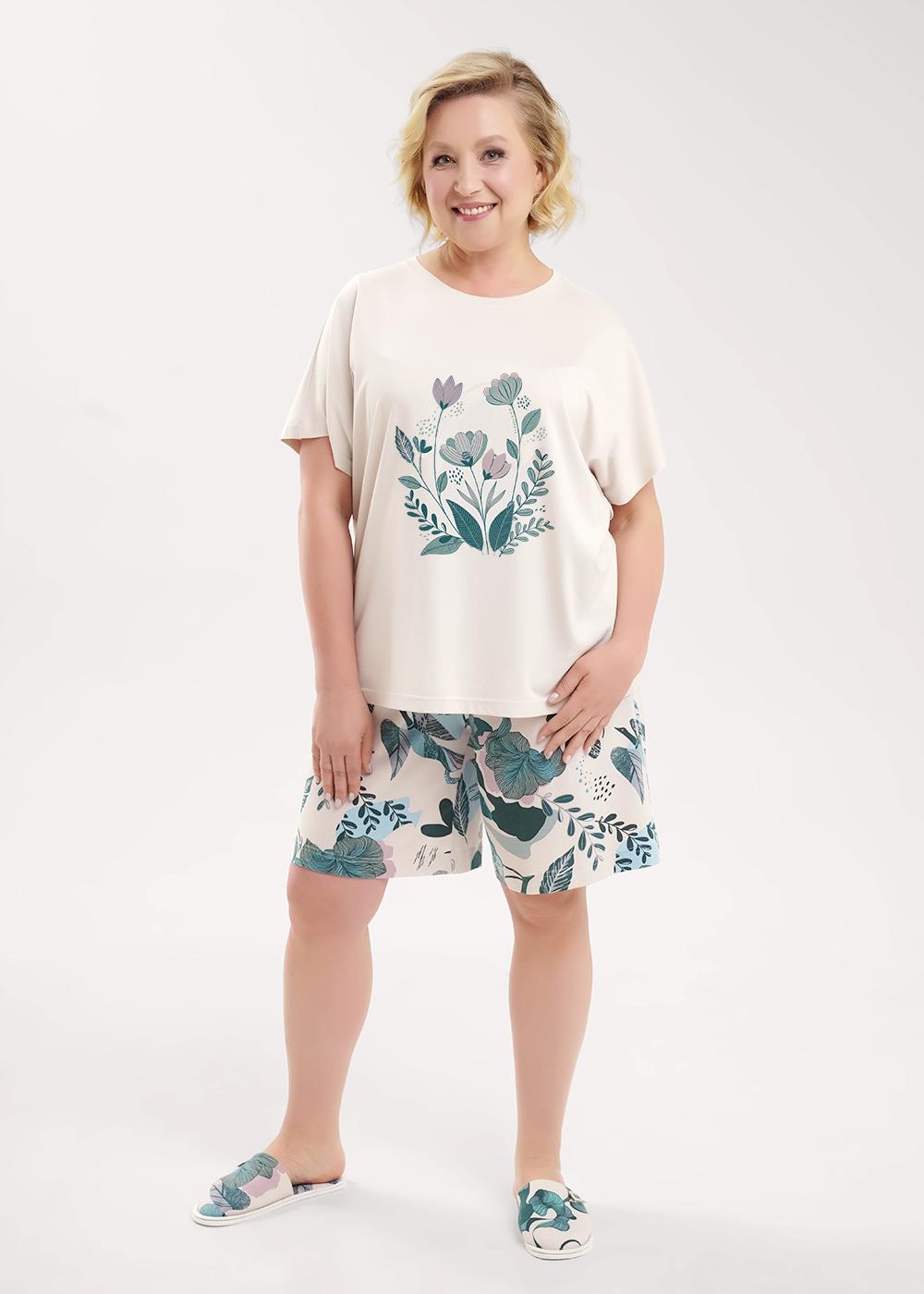 Ст.цена 1690р CLE LP15-1196 Пижама женская LP15-1196 бежевый/св.зелёный