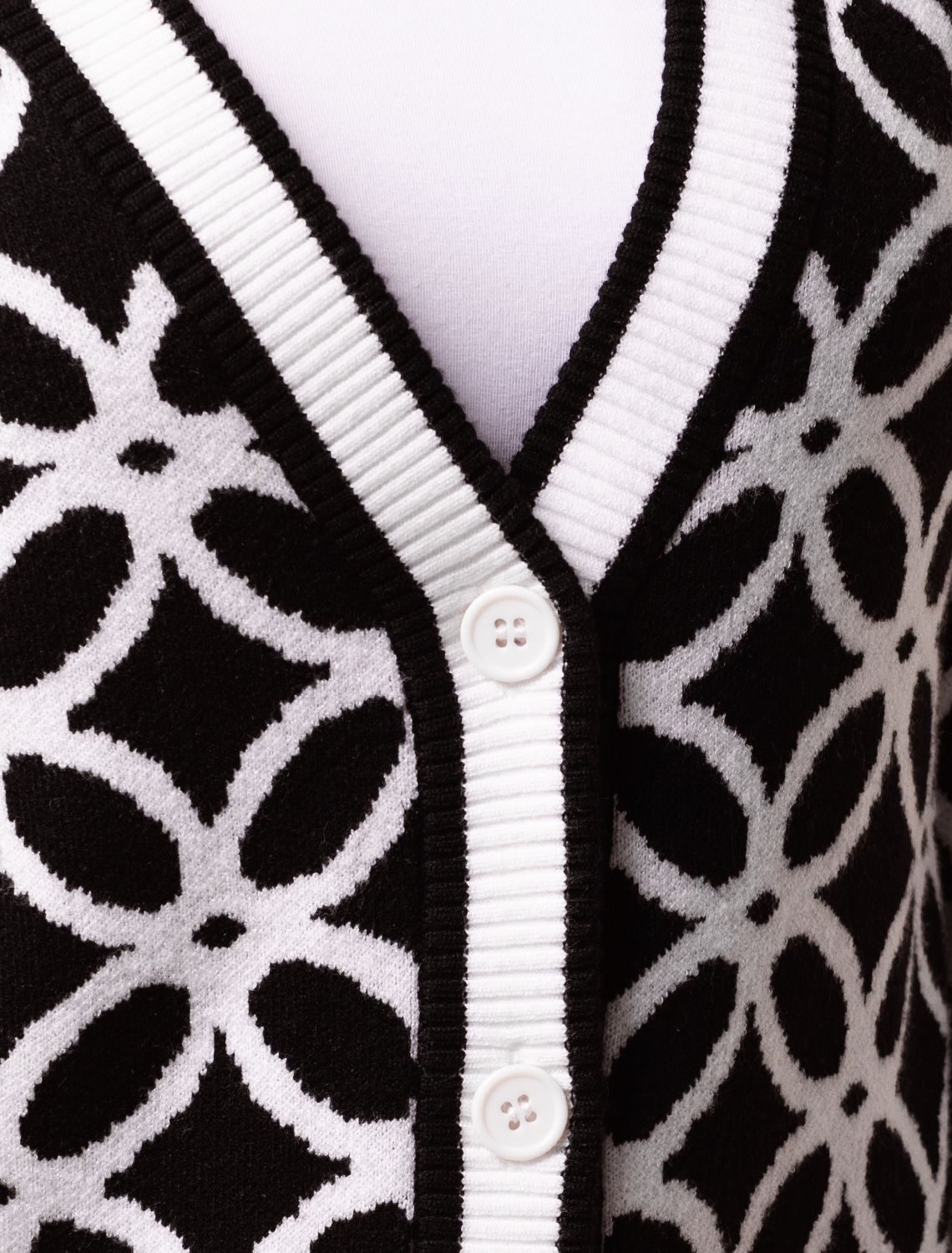 Ст.цена 3190р Кардиган жаккардовой вязки с кашемиром D31.130 черный-белый