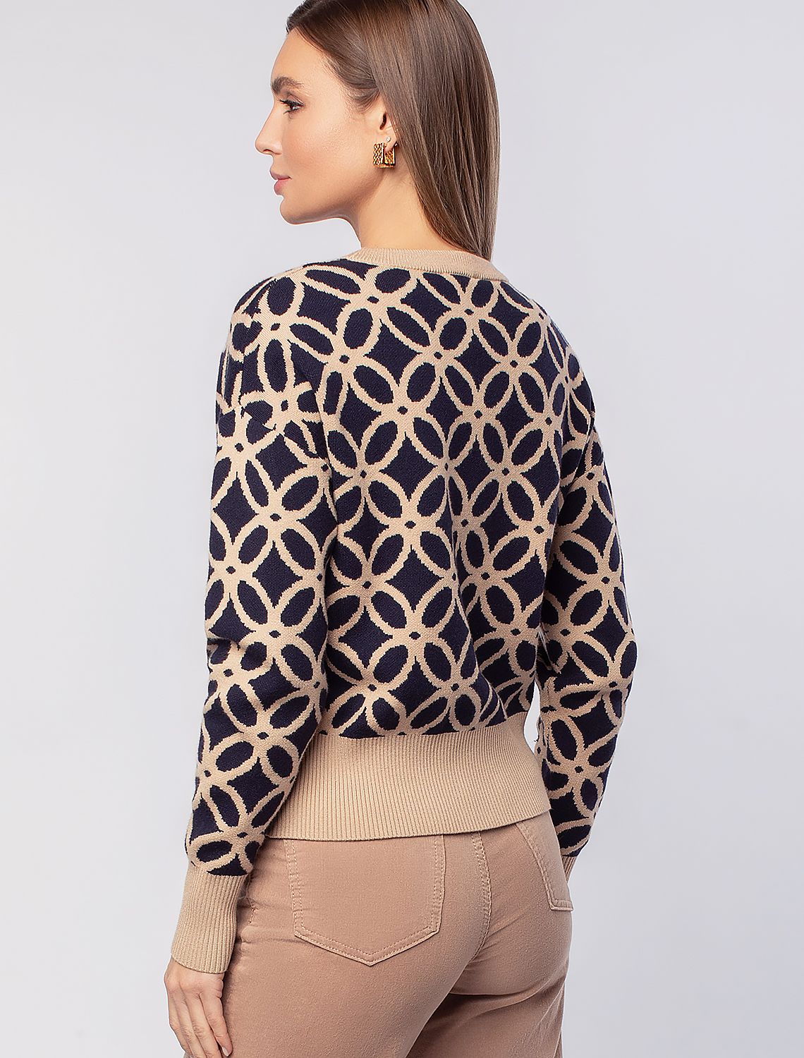 Ст.цена 2690р Джемпер жаккардовой вязки с кашемиром D39.309 синий-бежевый