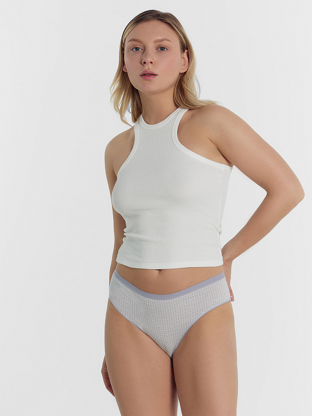 Трусы женские классические мультипак (3 шт.) молочно-бежевые с орнаментом