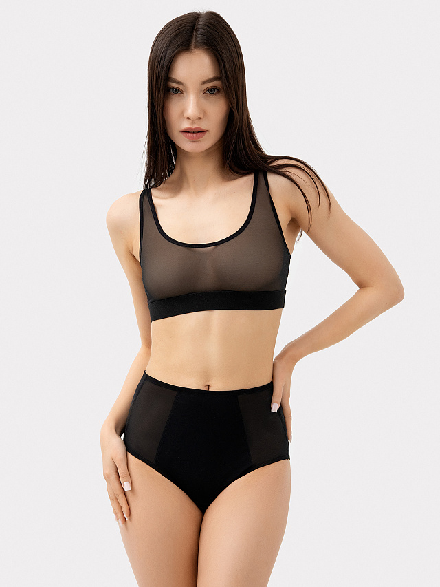 Трусики женские с высокой талией утягивающие в черном цвете